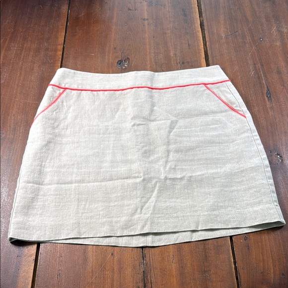 Loft Women's‎ Size 10 100% LINEN Mini Skirt Beige Tan Neutral Minimalist Basic - Picture 1 of 11
